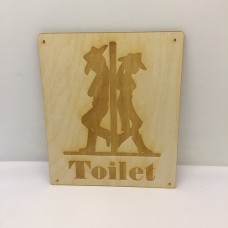 Wooden toilet sign