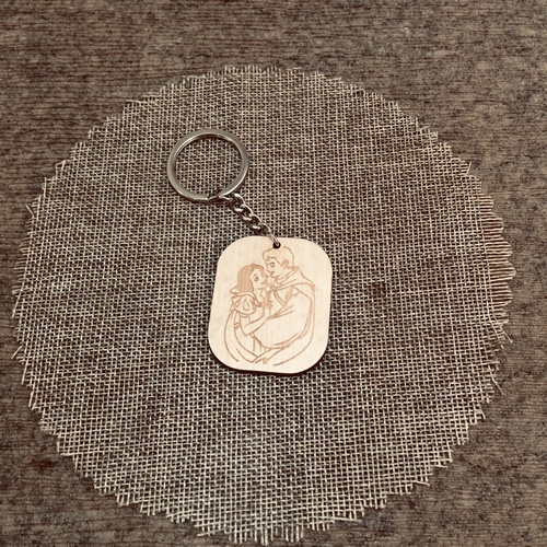 Wooden keyring Disney couple