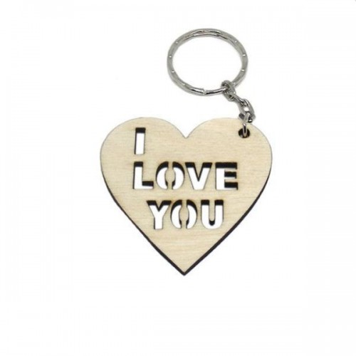 Wooden keyring I love you