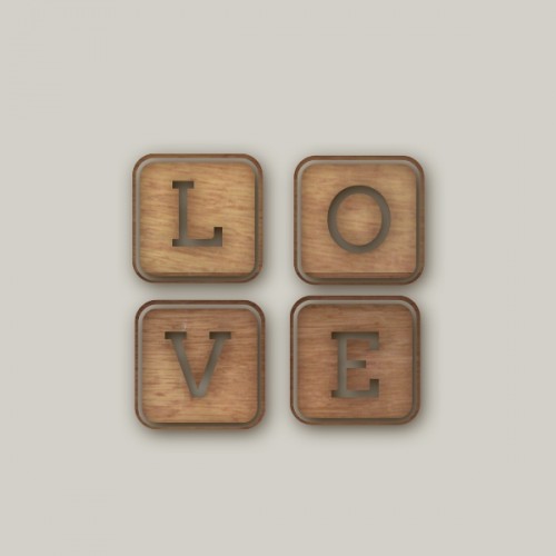 Wooden coaster set 4 pieces Love Wooden coaster set 4 pieces Love