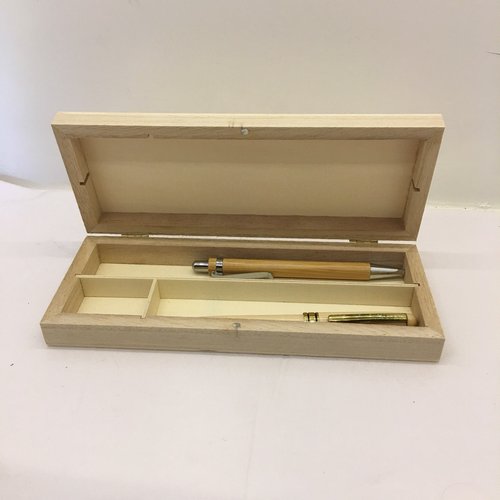 Wooden gift box with pen