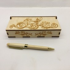 Wooden gift box with pen