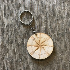 Wooden keyring Compass