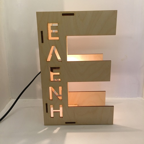 Wooden lamp Monogram E with name of your choice Wooden lamp Monogram E with name of your choice