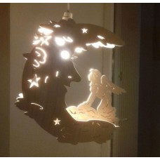 Wooden lamp Moon with angel