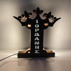 Wooden lamp  Monogram Ι with crown