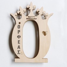 Wooden lamp  Monogram O with crown