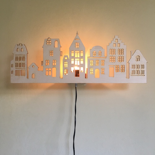 Wooden lamp The city Wooden lamp The city