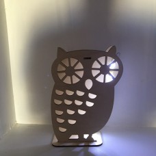 Wooden owl lamp