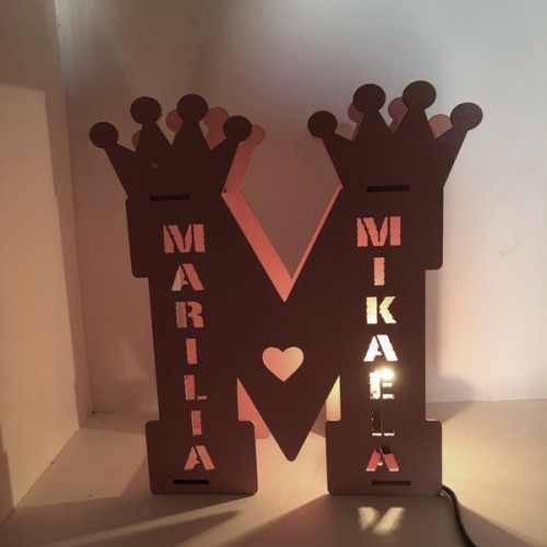 Wooden lamp – Monogram of your choice Wooden lamp – Monogram of your choice