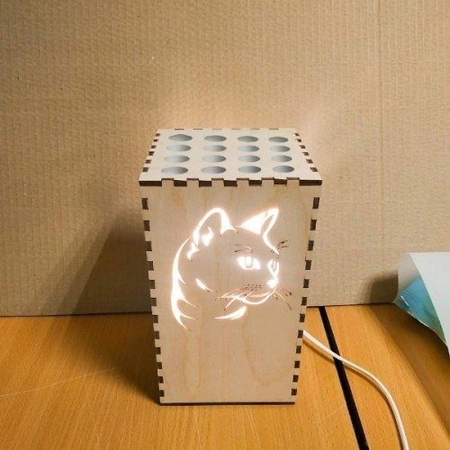 Wooden lamp Cat Wooden lamp Cat