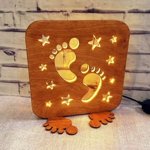 Wooden lamp Baby feet Wooden lamp Baby feet