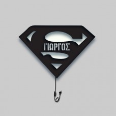 Wooden Superman lamp with name of your choice