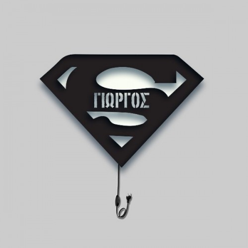 Wooden Superman lamp with name of your choice Wooden Superman lamp with name of your choice