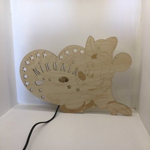 Wooden Minnie lamp with name of your choice Wooden Minnie lamp with name of your choice