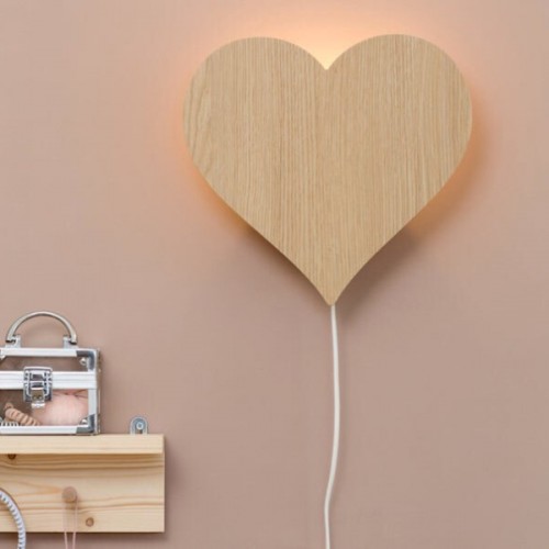 Wooden lamp heart