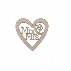 Wooden heart Mr and Mrs