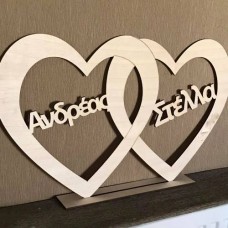 Wooden hearts with names