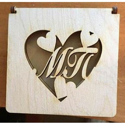 Wooden wedding rings box with letters of your choice