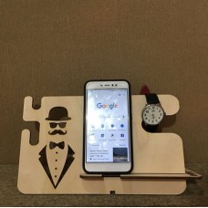 Wooden phone and accessories stand
