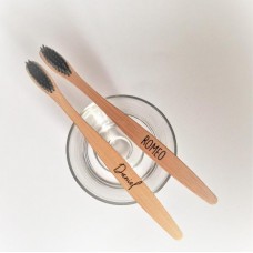 Wooden toothbrush with engraving 