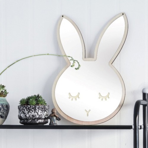 Wood and acrylic mirror – rabbit Wood and acrylic mirror – rabbit