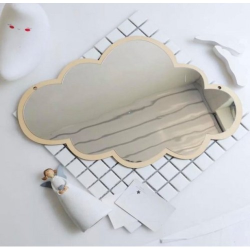 Wood and acrylic mirror – cloud Wood and acrylic mirror – cloud