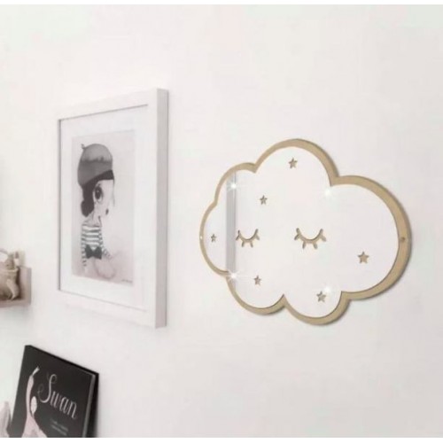 Wood and acrylic mirror – cloud Wood and acrylic mirror – cloud