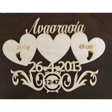 Wooden birthday celebration with name and hearts