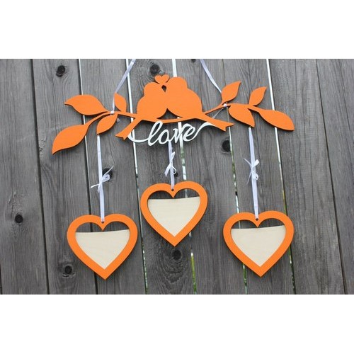 Wooden photo frame Hearts with birds Wooden photo frame Hearts with birds