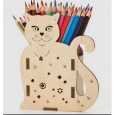 Wooden cat pencil case