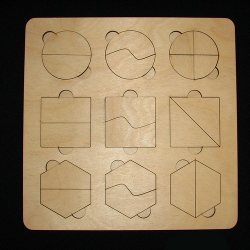 Wooden puzzle with geometric shapes Wooden puzzle with geometric shapes