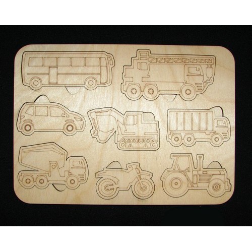 Wooden puzzle with cards and motorcycles Wooden puzzle with cards and motorcycles