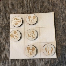 Wooden Mickey Mouse and Minnie tic tac toe