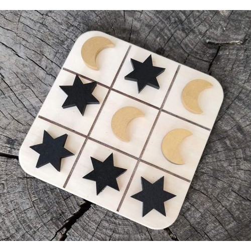 Wooden stars and moons tic tac toe Wooden stars and moons tic tac toe
