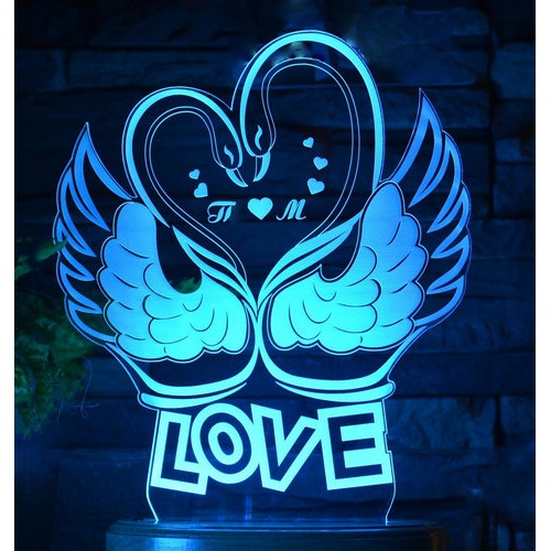 Acrylic lamp Swans and Love Acrylic lamp Swans and Love