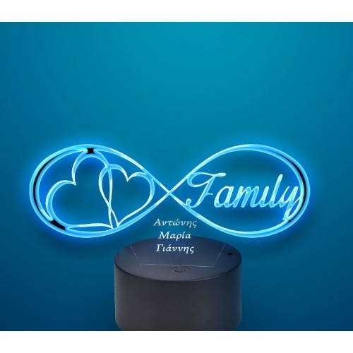 Acrylic lamp infinity with names Acrylic lamp infinity with names