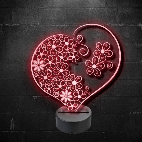 Plexiglas led Heart with flowers Plexiglas led Heart with flowers