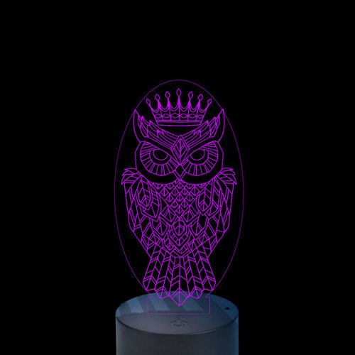 Acrylic lamp Owl with crown