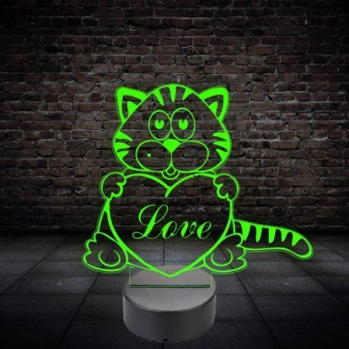 Acrilyc lamp led Panther with heart Acrilyc lamp led Panther with heart