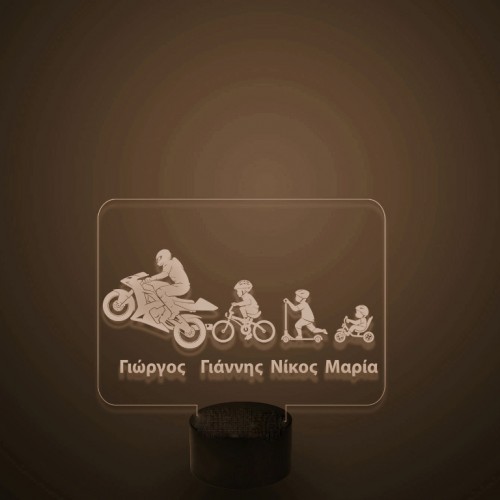 Plexiglass led Family with moto Plexiglass led Family with moto