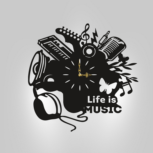Wooden wall clock Music Wooden wall clock Music
