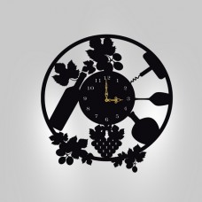 Wooden wall clock Wine