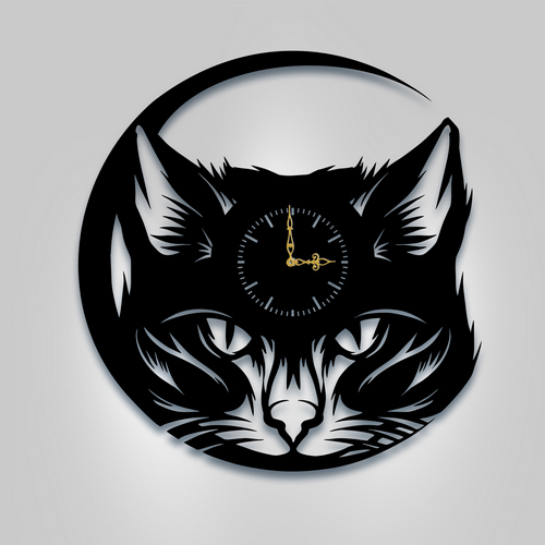Wooden wall clock Cat Wooden wall clock Cat