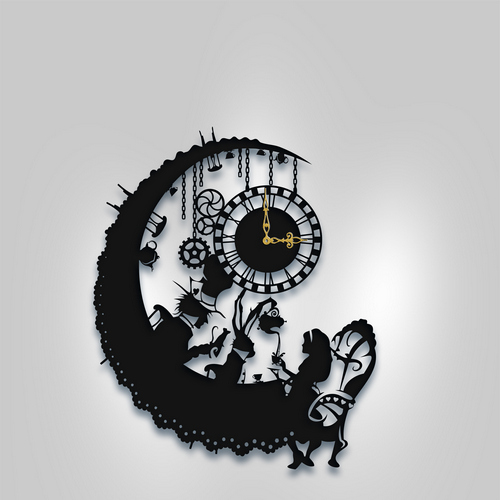 Wooden wall clock Alice in Wonderland Wooden wall clock Alice in Wonderland