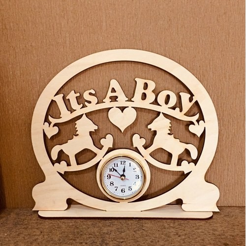 Wooden birthday celebration with clock Wooden birthday celebration with clock