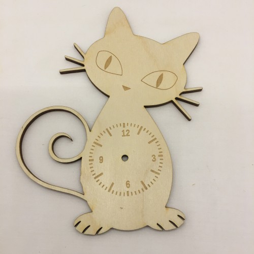 Wooden wall clock cat Wooden wall clock cat