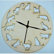 Wooden clock Cats