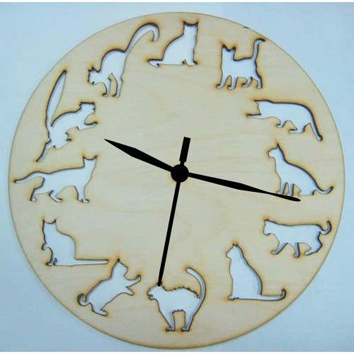 Wooden clock Cats Wooden clock Cats
