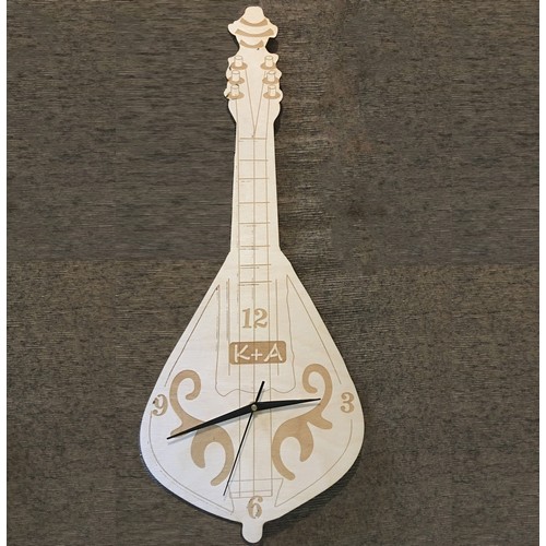 Wooden Cretan Lyre clock with engraving of your choice Wooden Cretan Lyre clock with engraving of your choice